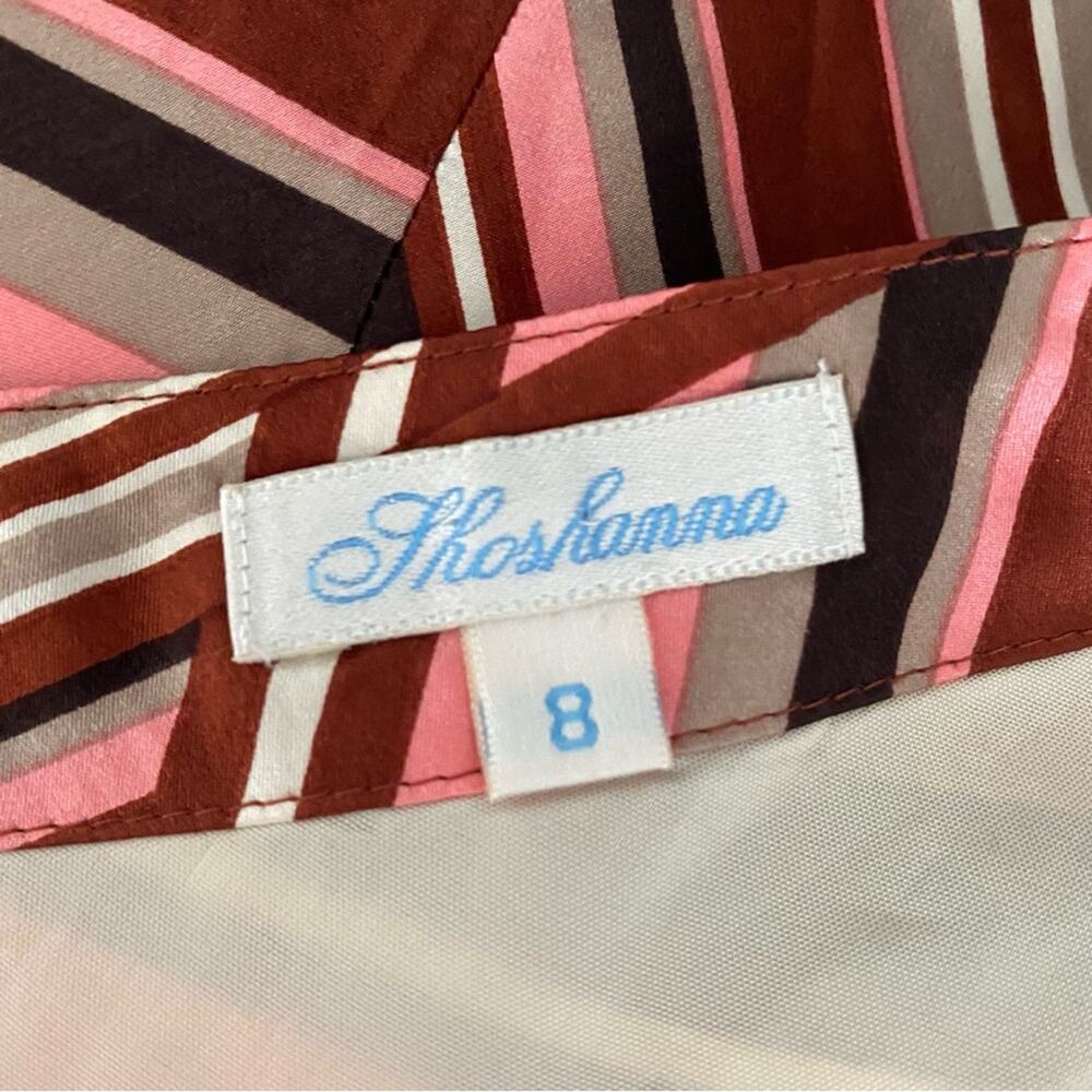 Shoshanna Silk Stripe One Shoulder Dress size 8 Brown Pink Cream - Picture 6 of 7